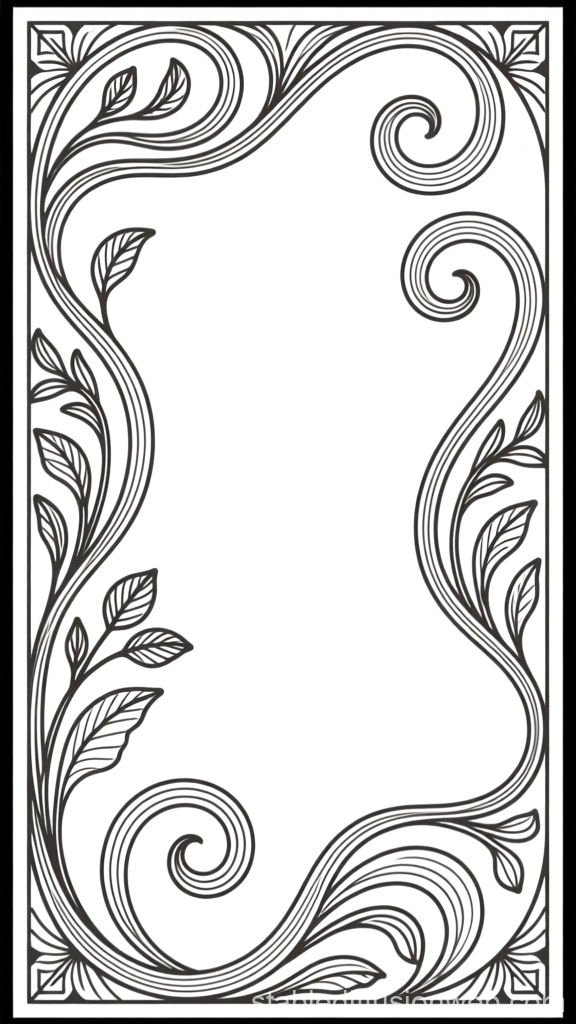 Elegant Oriental Floral Frame with Swirling Leaves