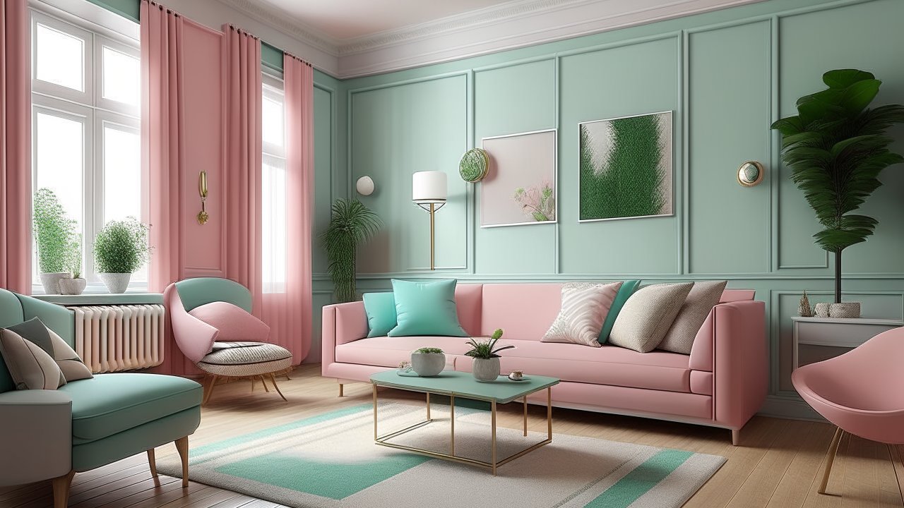 Elegant Pastel Living Room with Modern Decor