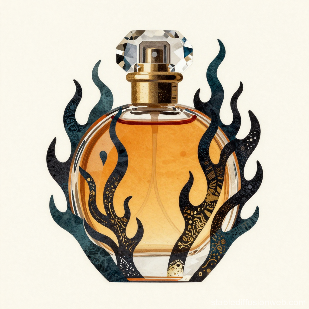 Elegant Perfume Bottle with Artistic Flame Design