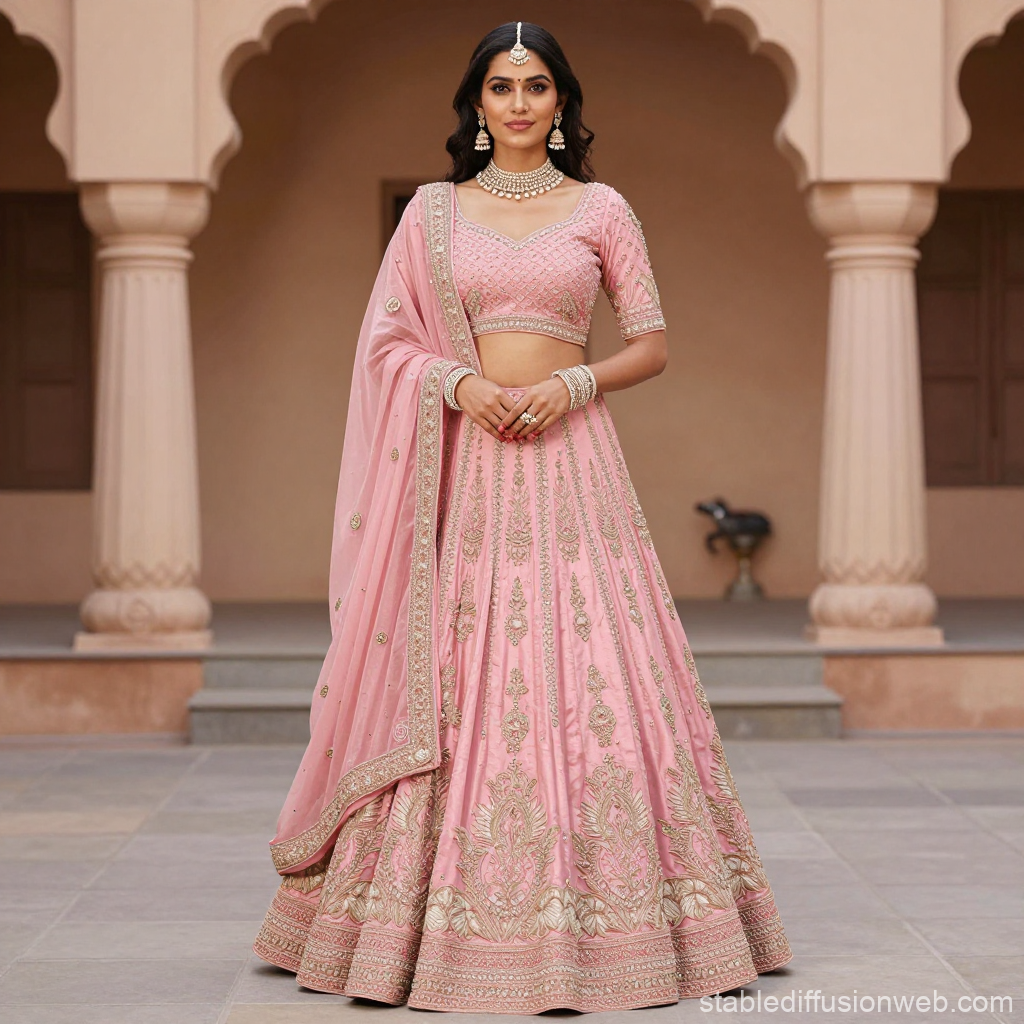 Elegant Pink Lehenga Choli with Intricate Embroidery