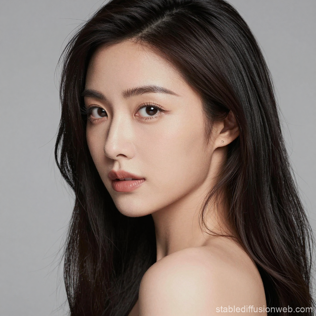 Elegant Portrait of a Young Woman with Natural Beauty