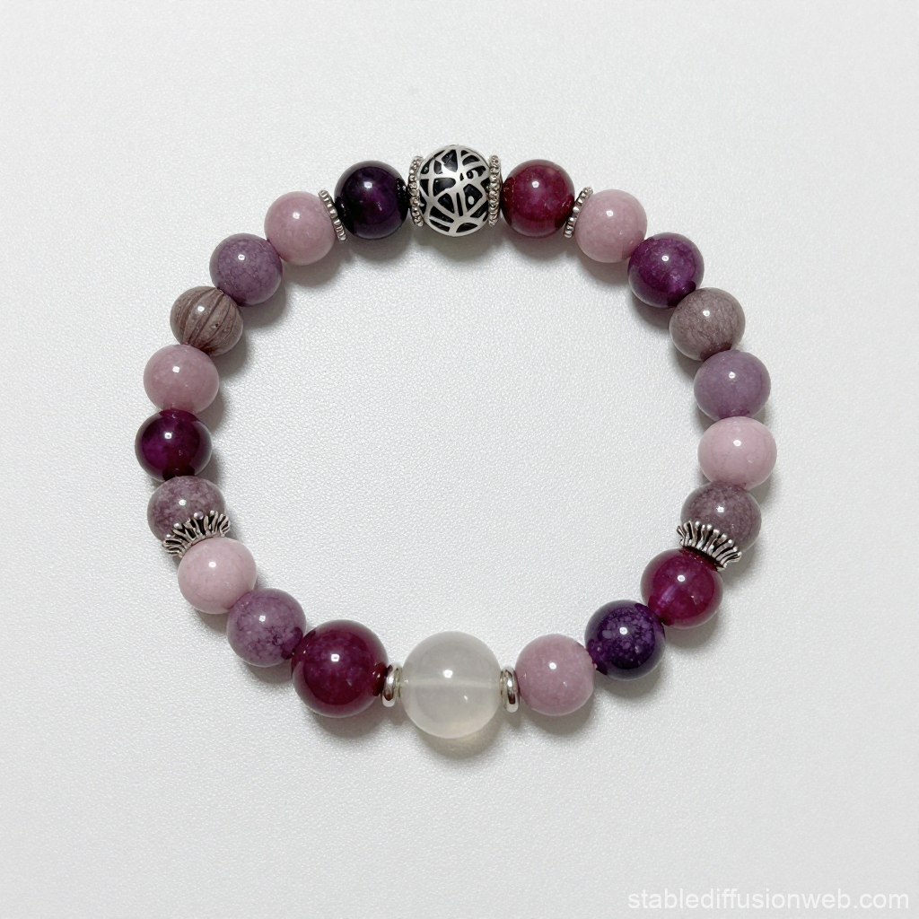 Elegant Purple and Pink Beaded Charm Bracelet
