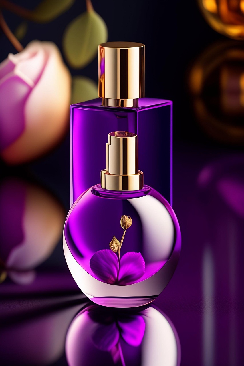 Elegant Purple Fragrance Bottles with Gold Accents