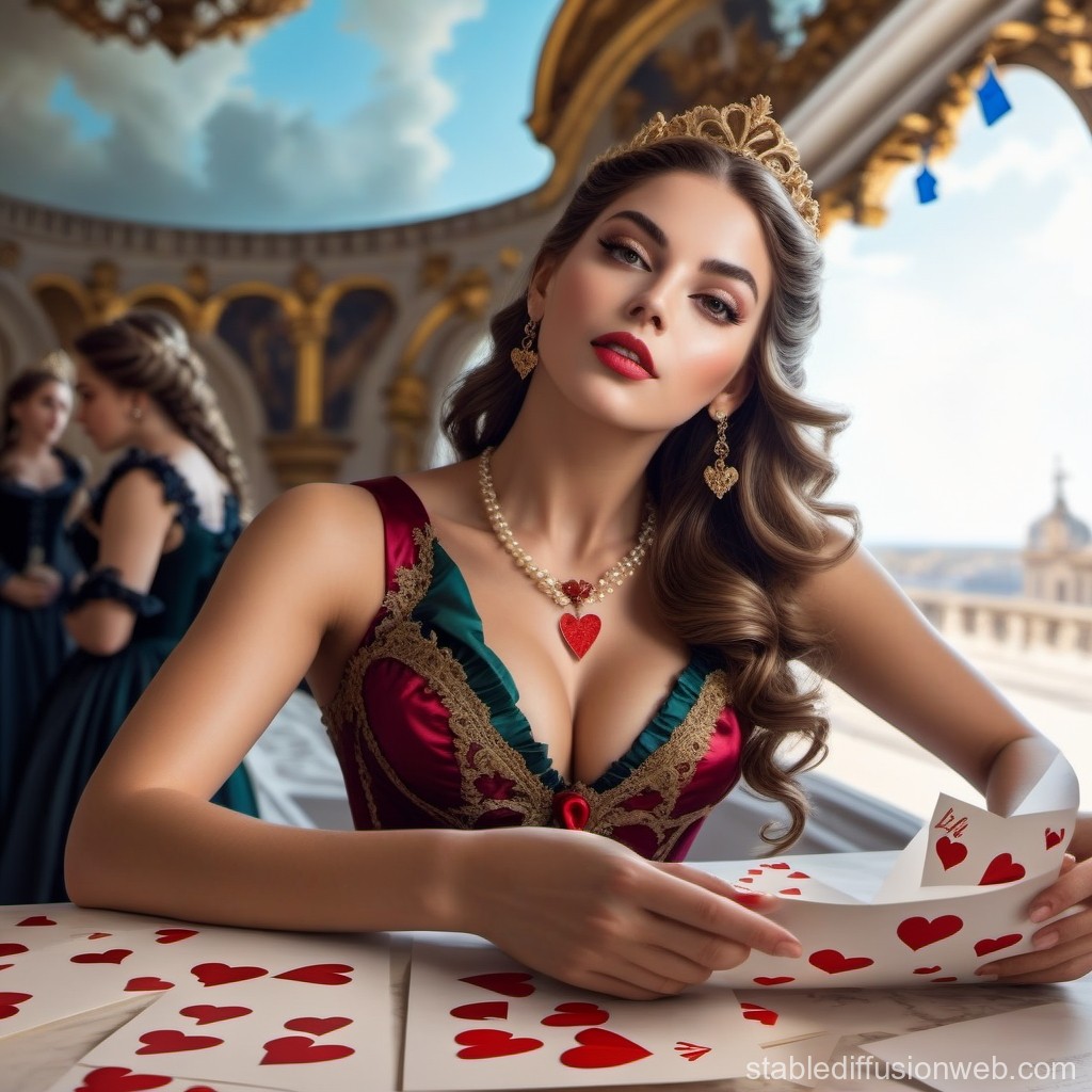Elegant Queen of Hearts in a Royal Palace