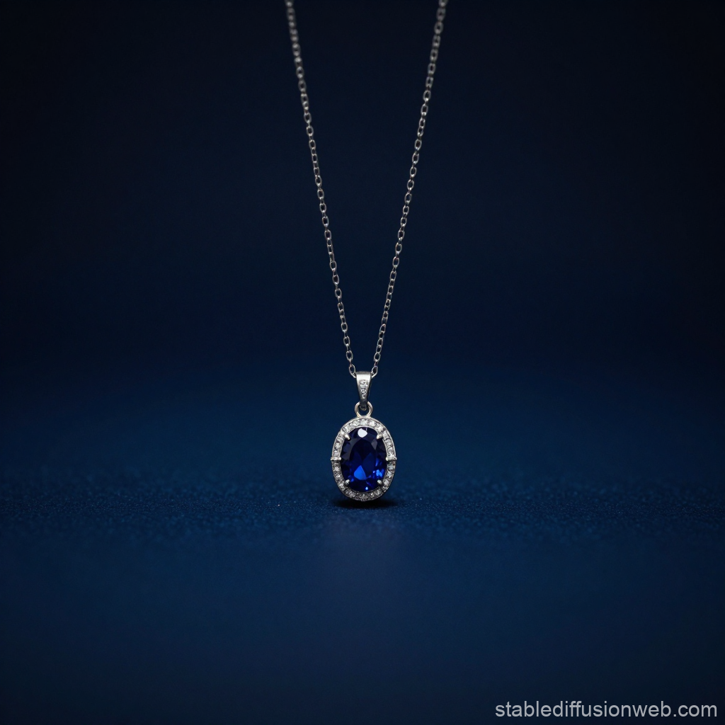 Elegant Sapphire Pendant Necklace on Dark Blue Background