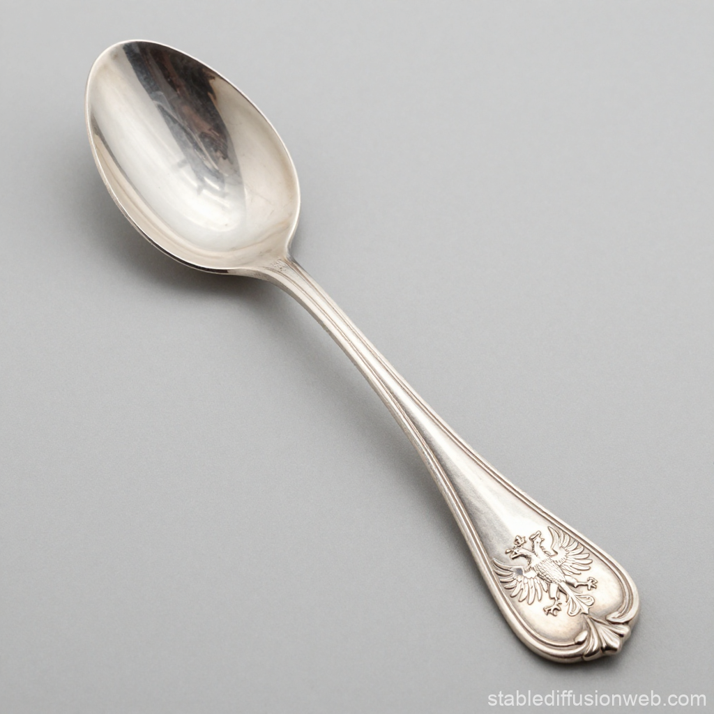 Elegant Silver Spoon with Ornate Double-Headed Eagle Design
