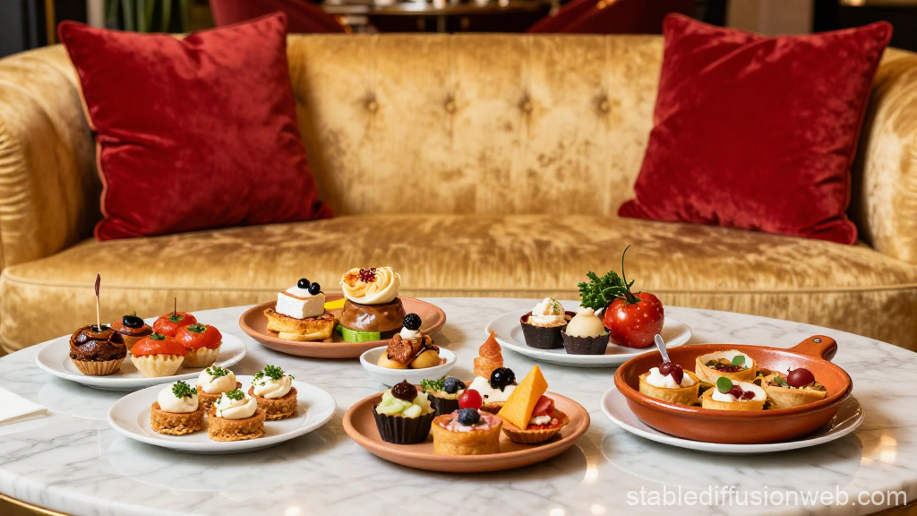 Elegant Spanish Appetizers on Marble Table