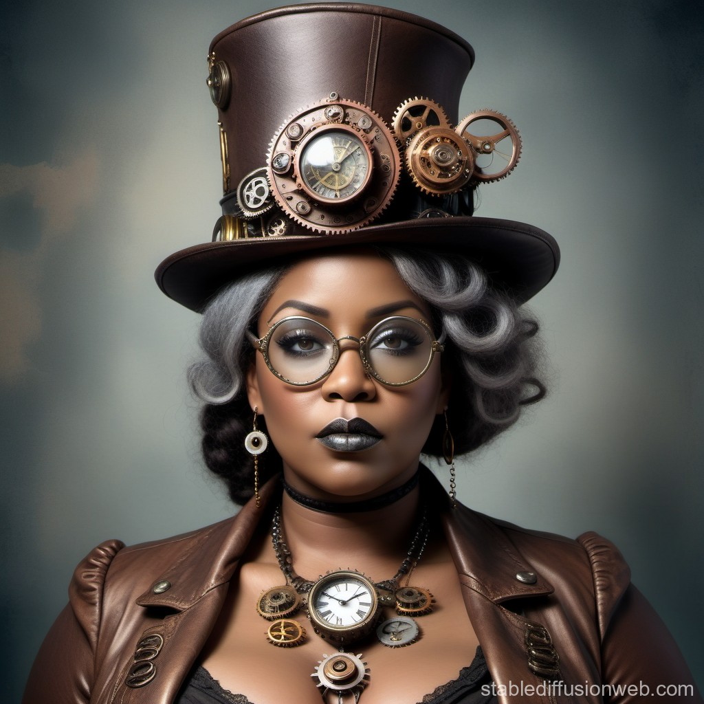 Elegant Steampunk Woman with Clockwork Accessories