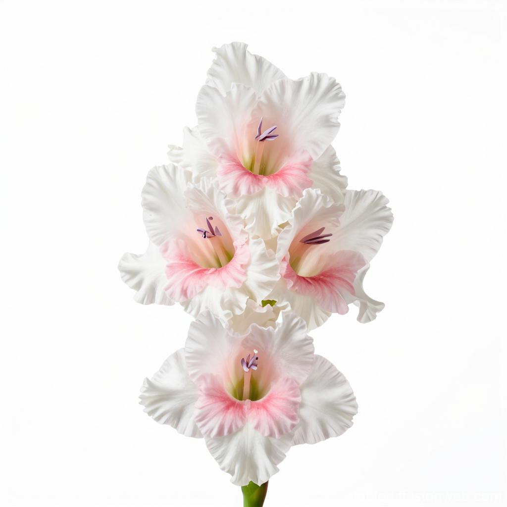 Elegant White Gladiolus Flowers with Soft Pink Accents