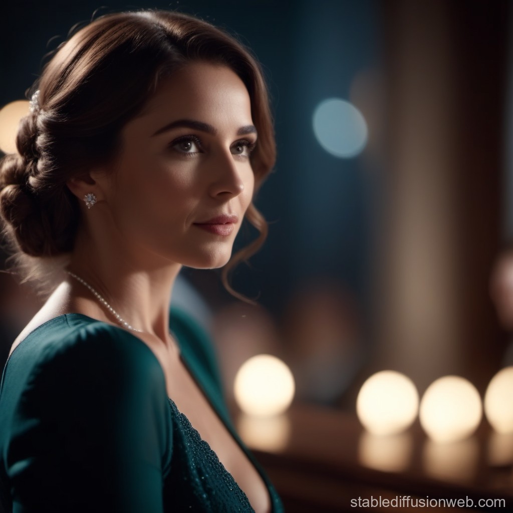 Elegant Woman in Evening Dress with Soft Lighting
