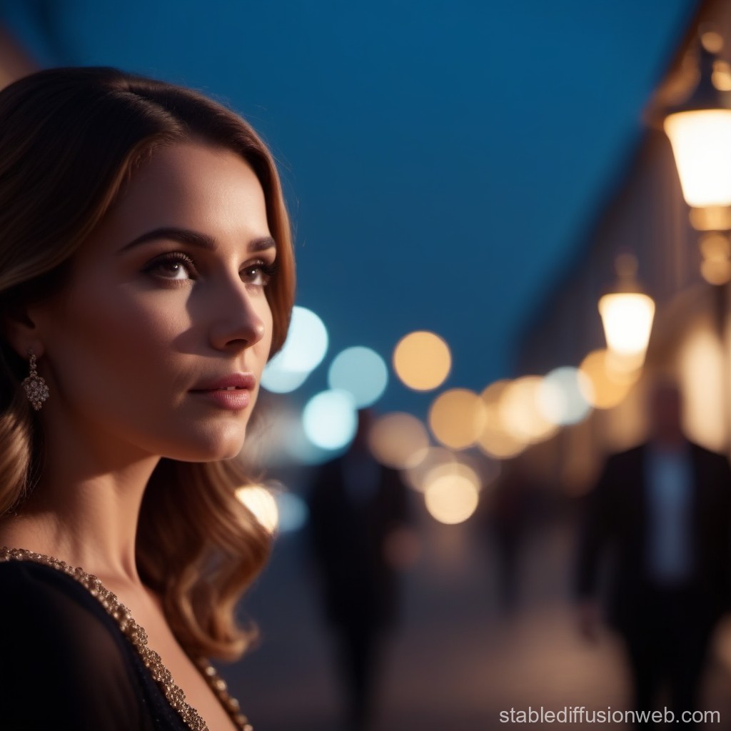 Elegant Woman in Evening Light with Bokeh Background