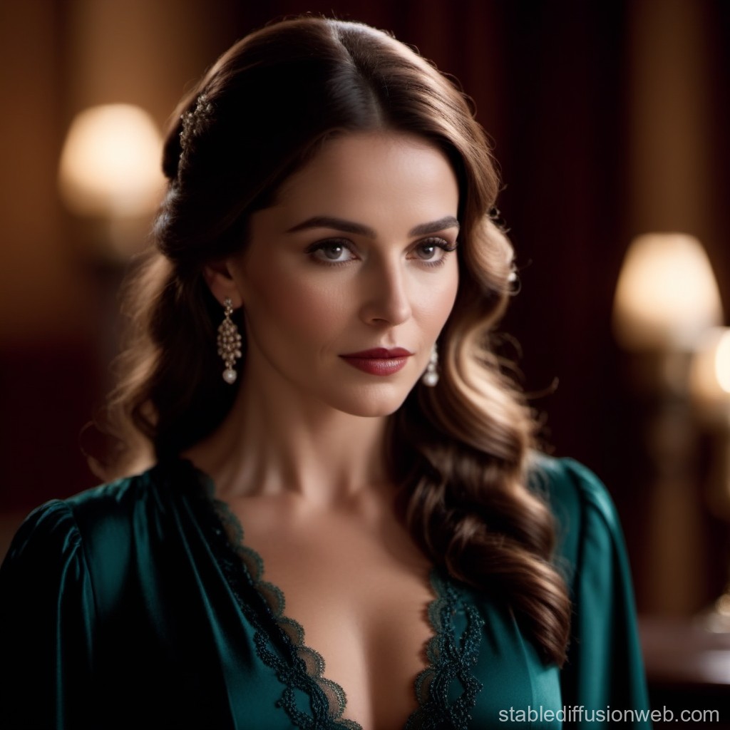 Elegant Woman in Vintage Evening Dress