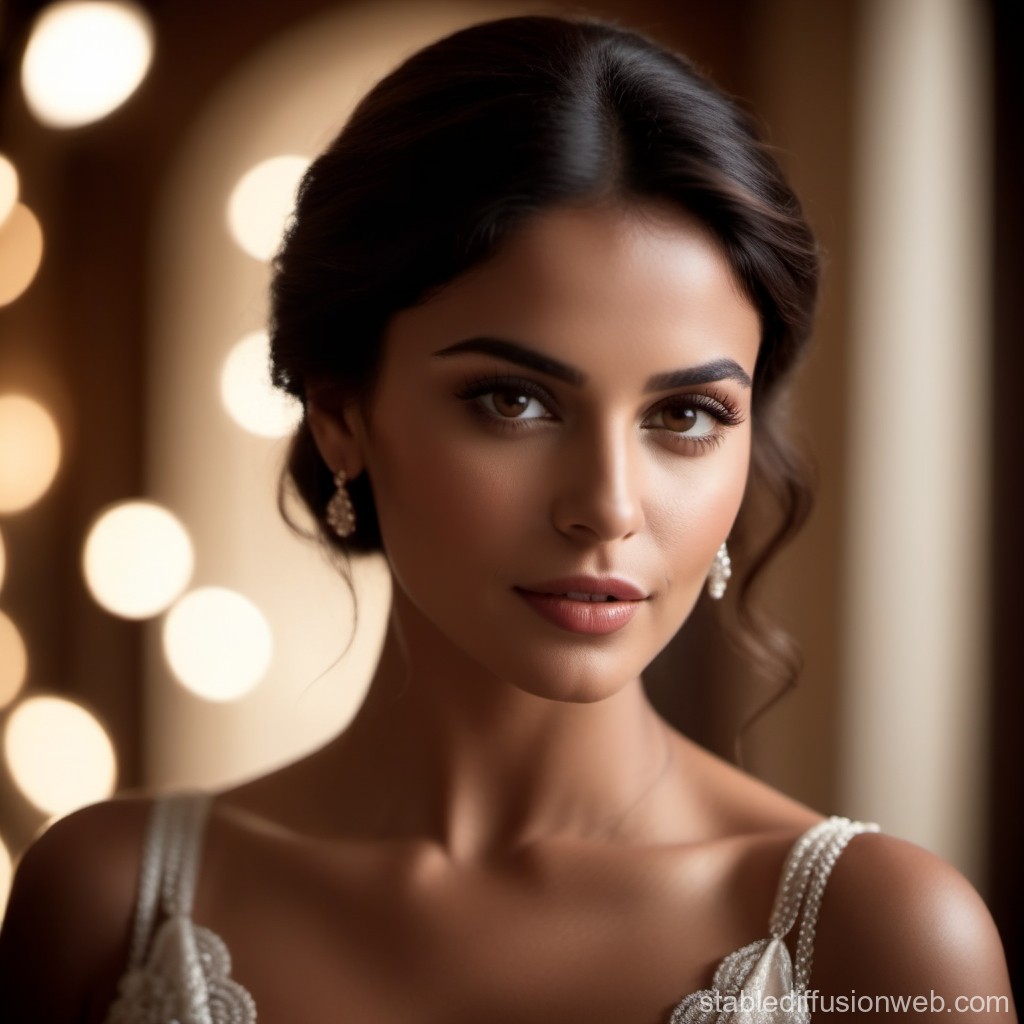 Elegant Woman Portrait with Soft Bokeh Lighting