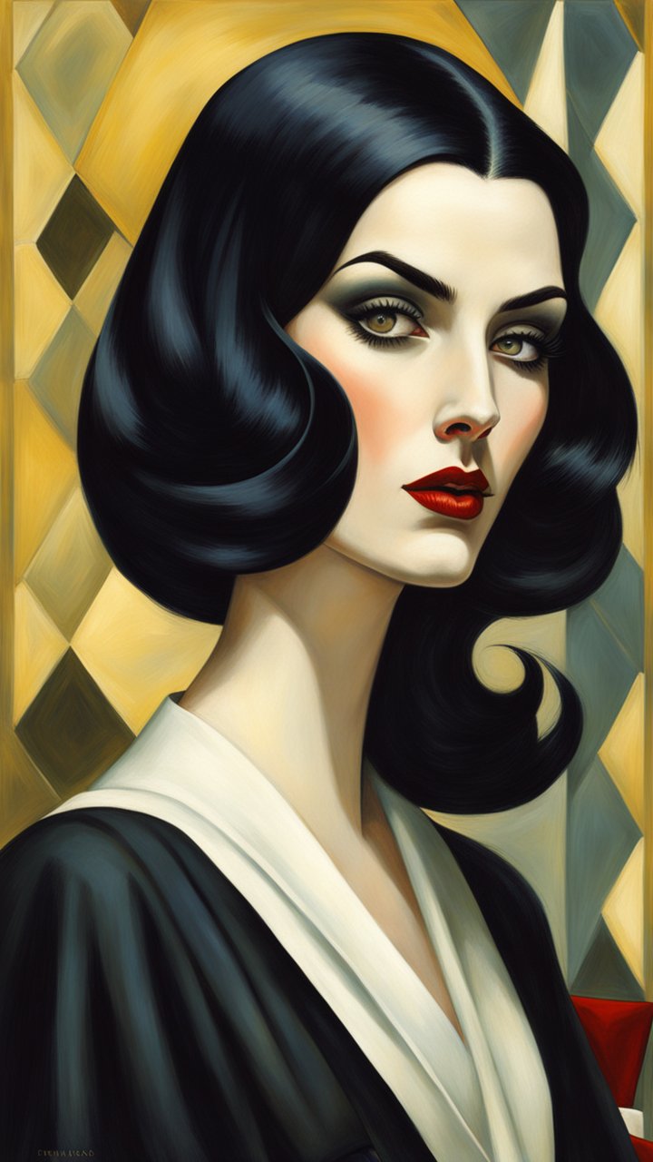 Elegant Woman with Retro Glamour in Art Deco Style