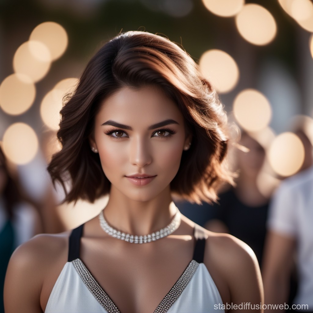 Elegant Woman with Short Hair and Diamond Necklace