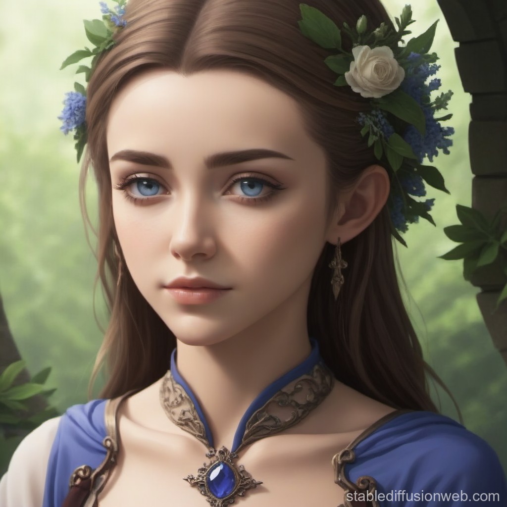 Elegant Young Woman with Floral Hair Accessories