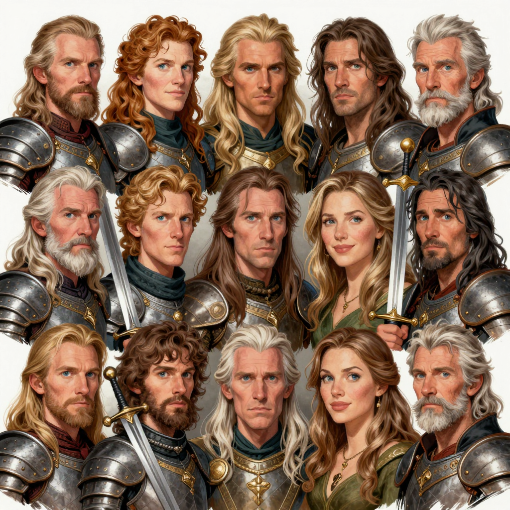 Elven Adventurers in Detailed Armor with Varied Expressions