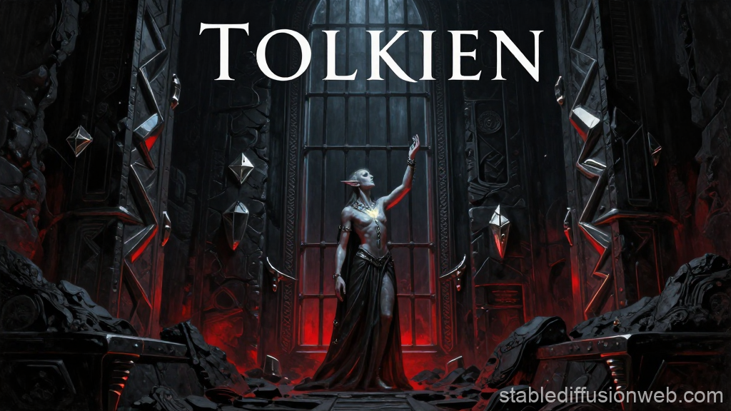 Elven Figure in Dark Gothic Chamber