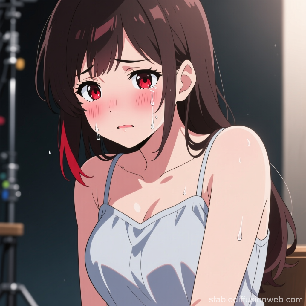 Embarrassed Anime Girl Sweating and Blushing