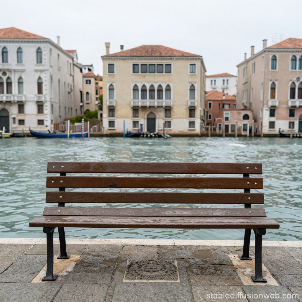 Empty Bench Overlooking Venice Canal