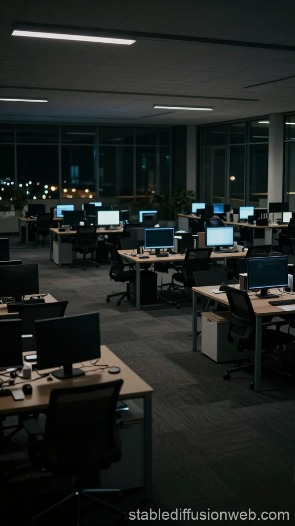 Empty Modern Office Space at Night