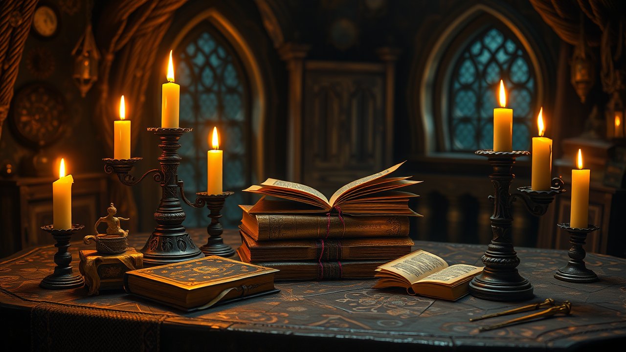 Enchanted Books and Candlelit Magic Study