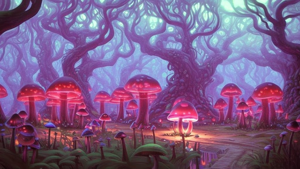Enchanted Forest with Glowing Mushrooms