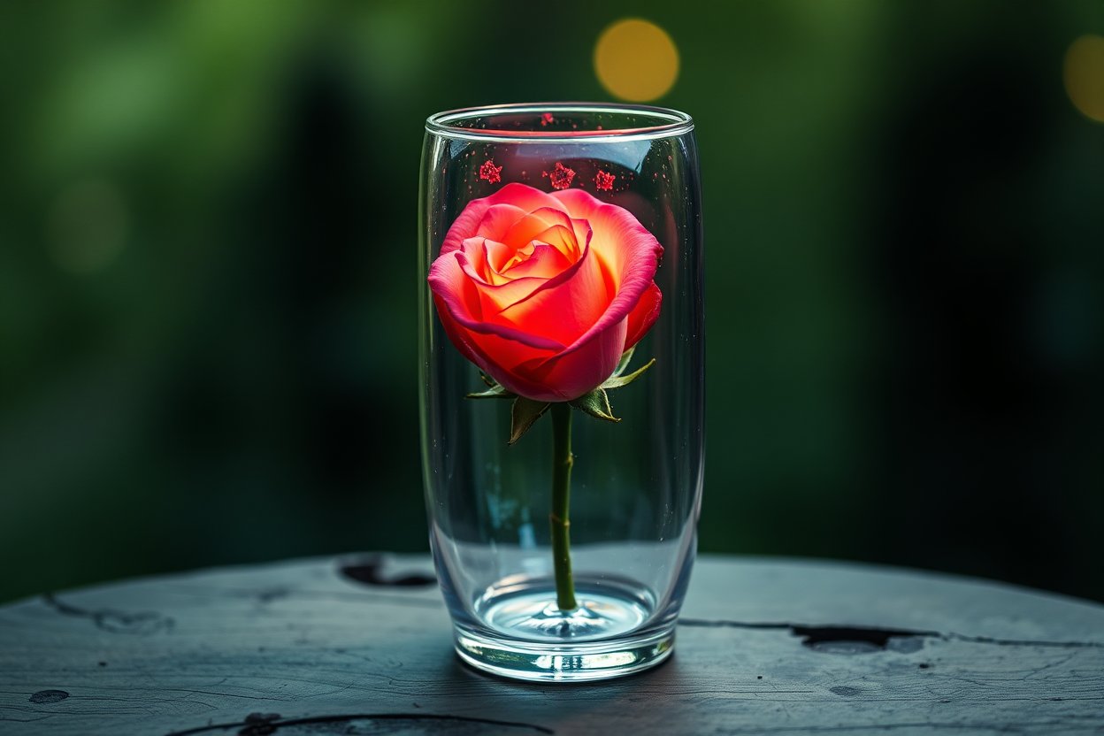 Enchanted Rose in a Glass Vase