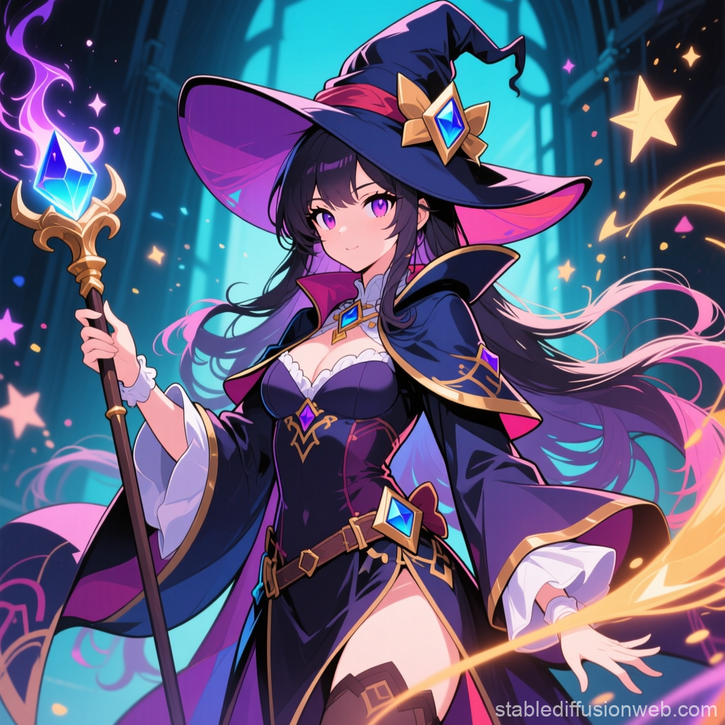 Enchanting Anime Witch Casting Magic