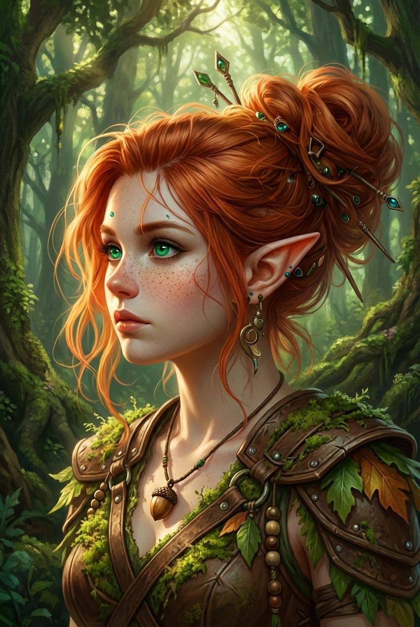 Enchanting Forest Elf with Fiery Red Hair