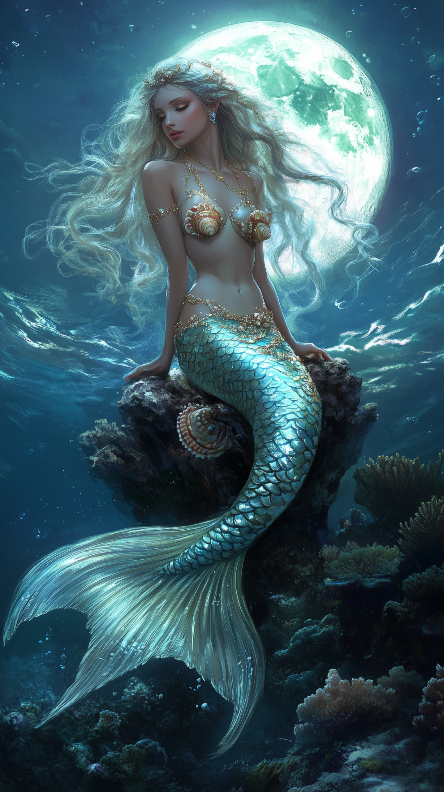 Enchanting Mermaid Under the Moonlight