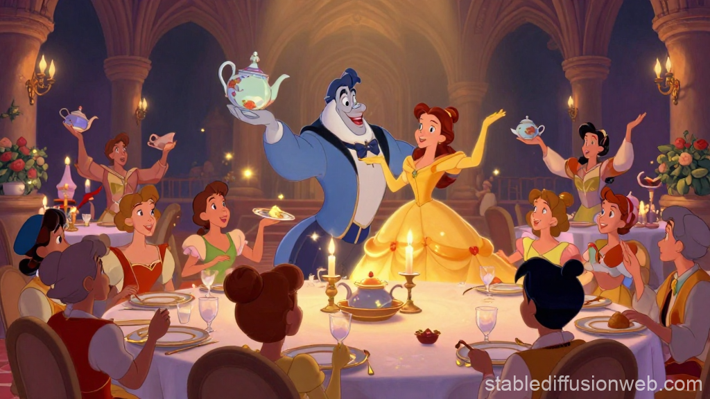 Enchanting Tea Party in a Grand Castle Hall