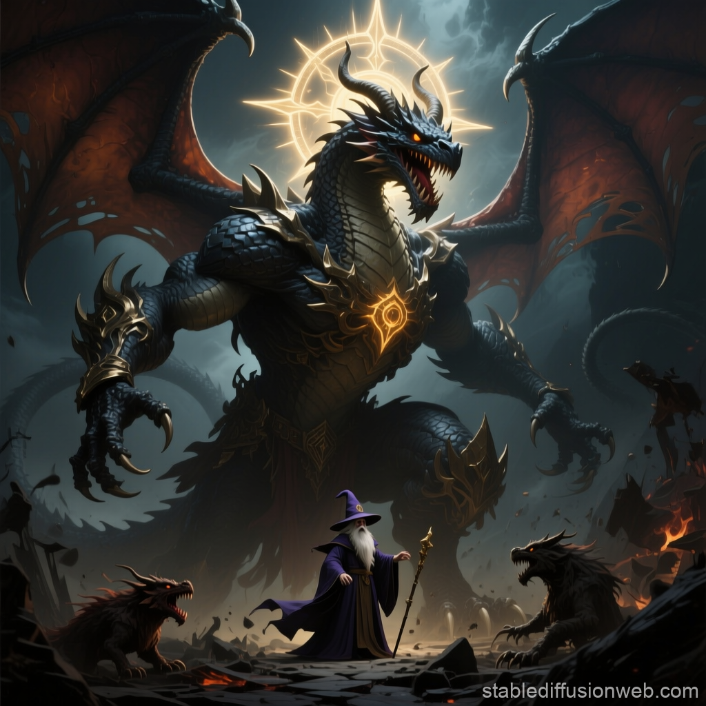 Epic Confrontation Between Wizard and Divine Dragon Endboss
