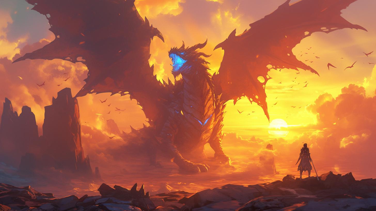 Epic Dragon Confrontation at Sunset