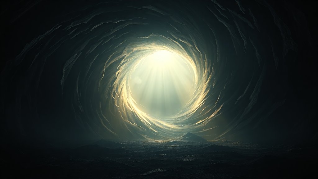 Epic Light Tunnel in a Dark Cave