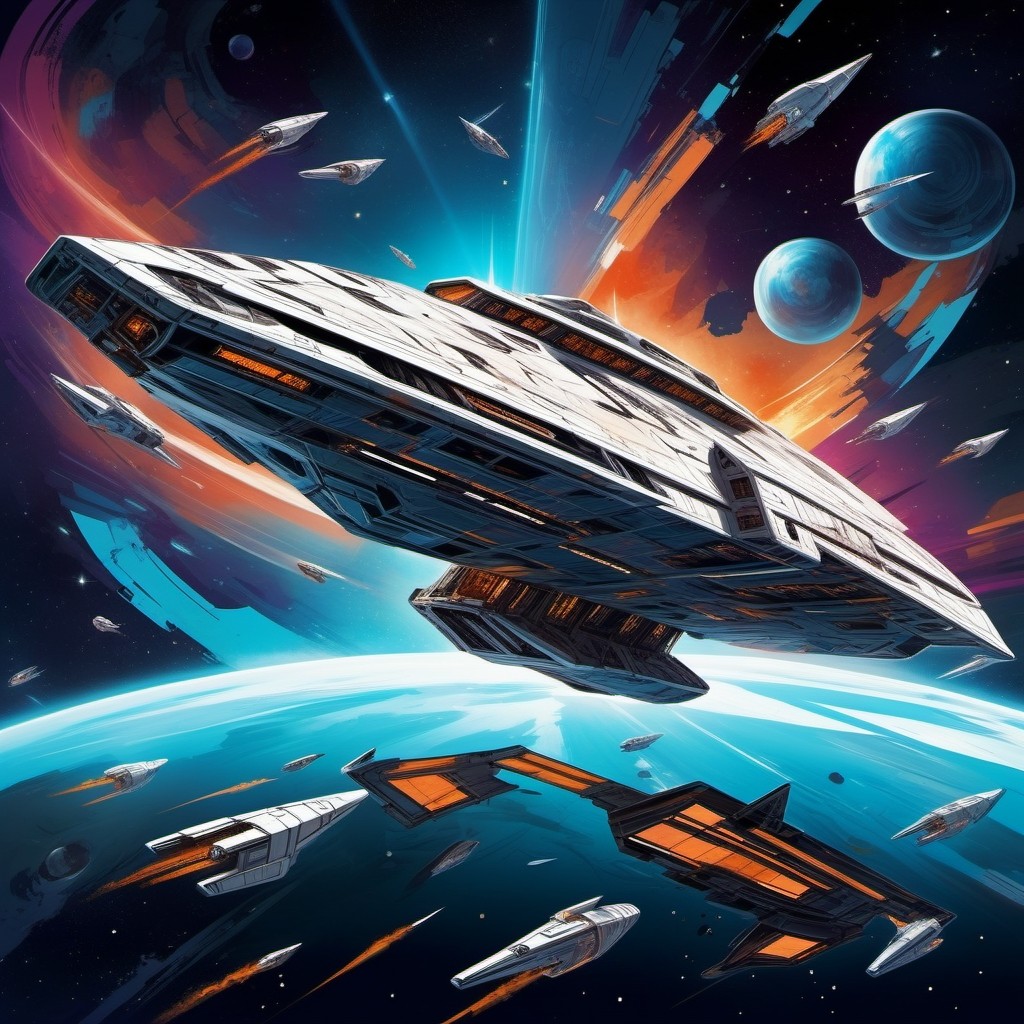 Epic Space Battle with Futuristic Starships