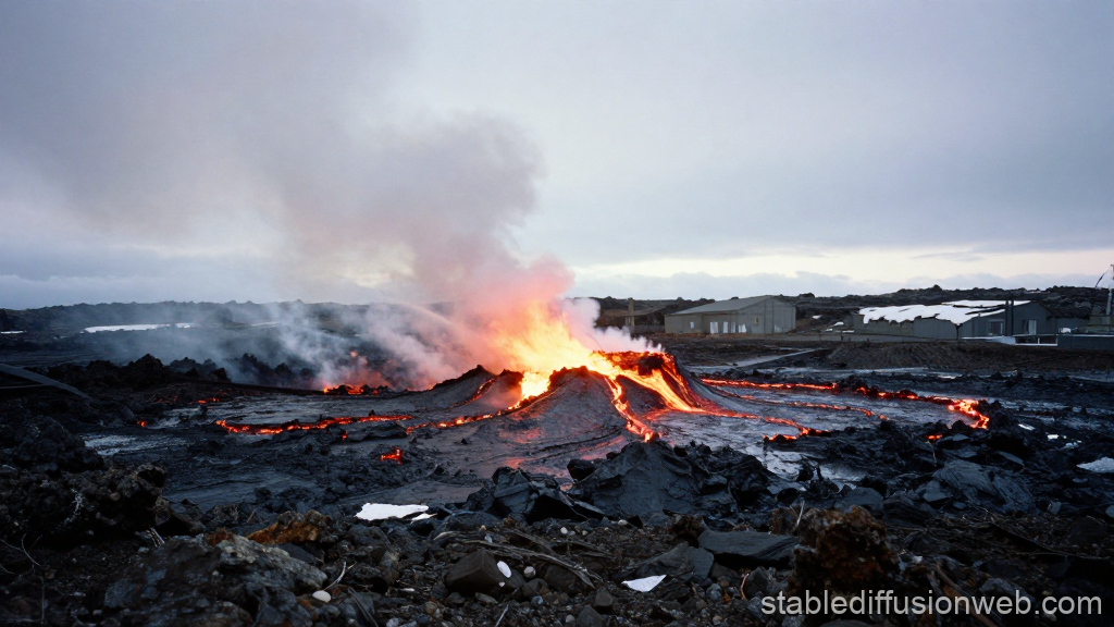 Erupting Hekla Volcano Near Research Station