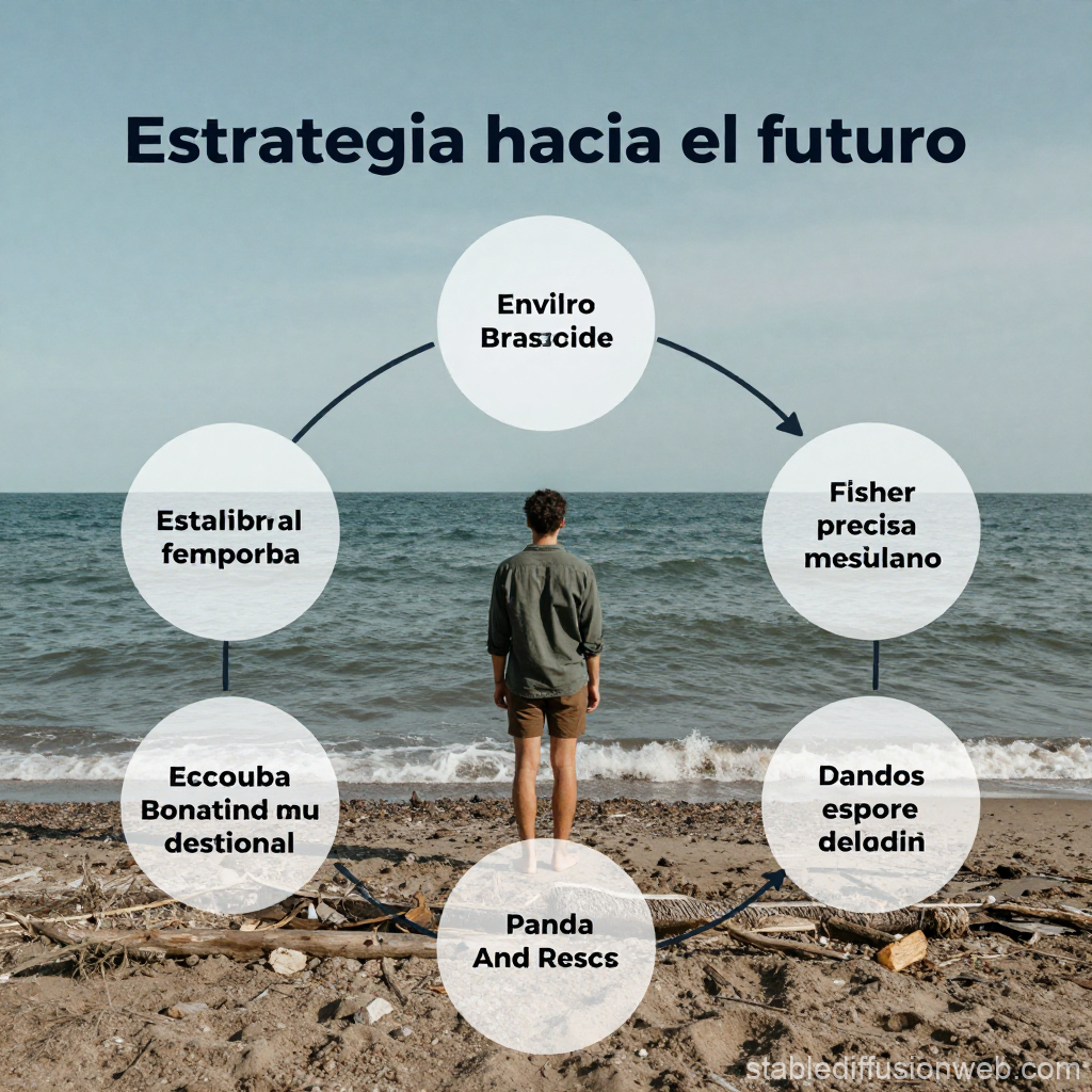 Estrategia hacia el futuro con ciclo visual en la playa