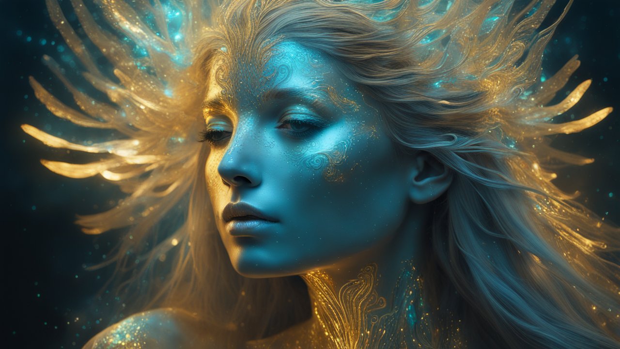 Ethereal Bioluminescent Portrait of a Woman