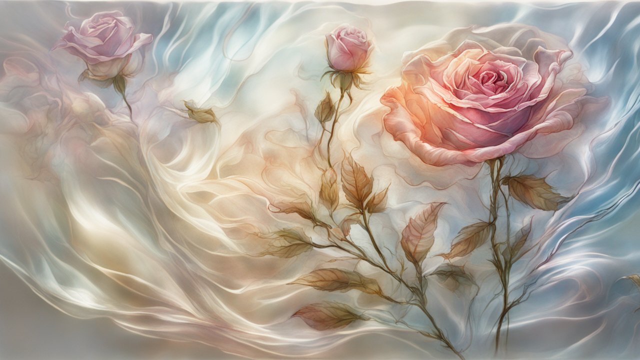 Ethereal Briar Wisp Roses in Soft Flowing Light
