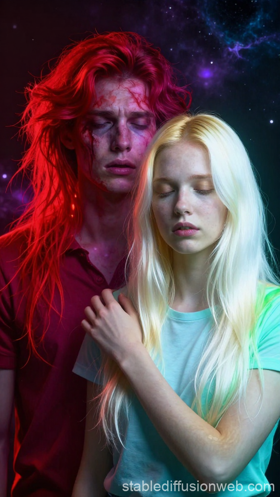 Ethereal Contrast of Light and Darkness in Cosmic Embrace