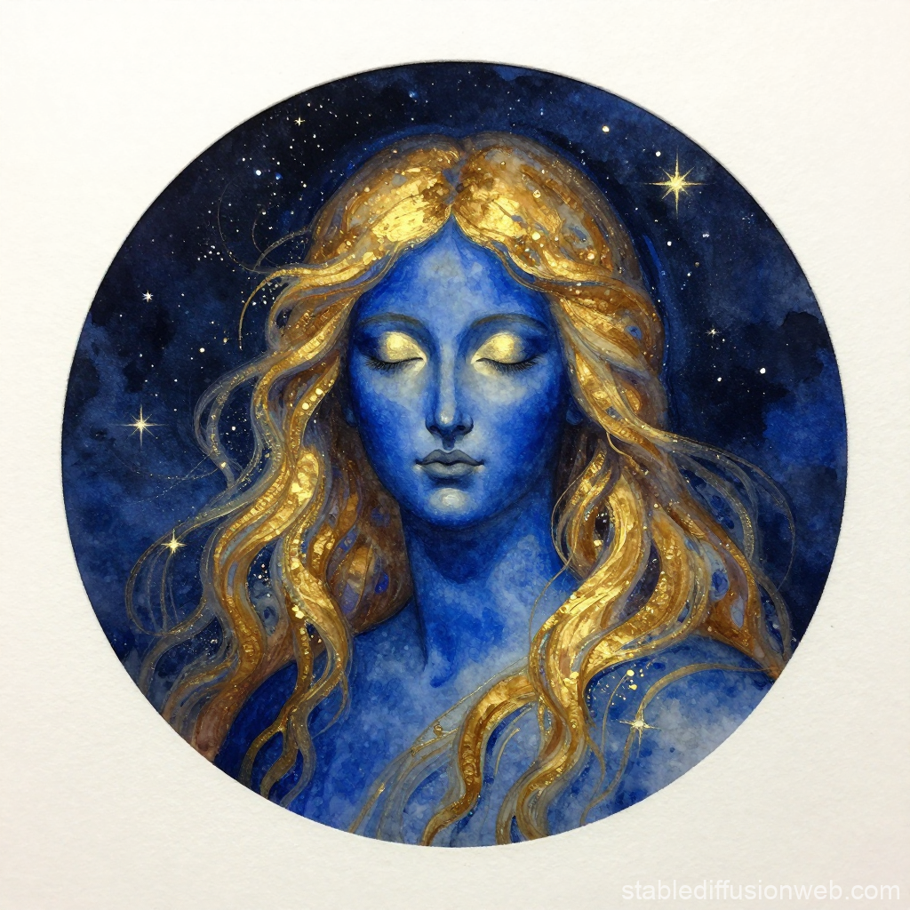 Ethereal Cosmic Woman with Golden Hair