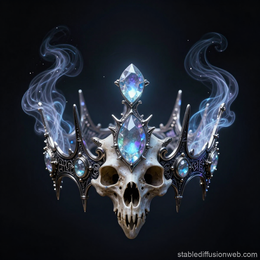 Ethereal Crown Adorned with Skull and Mystical Gems