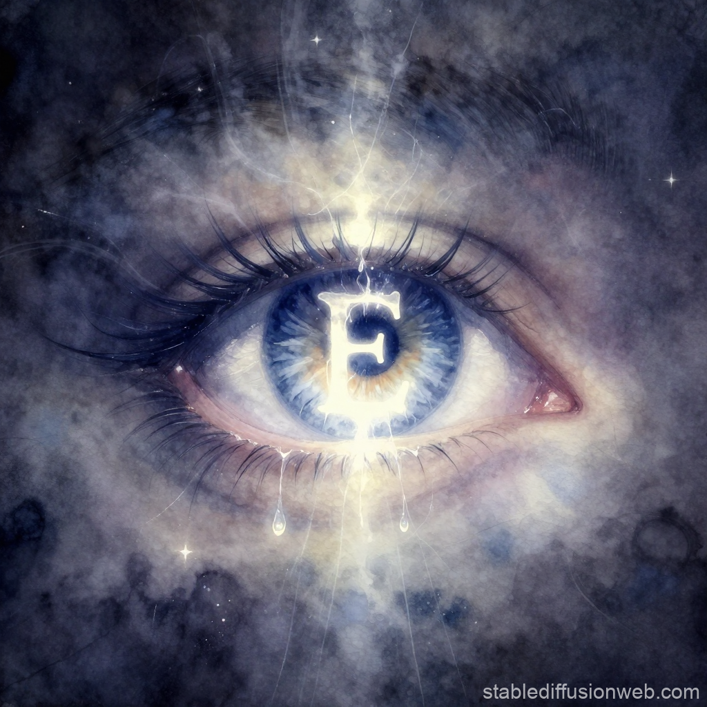 Ethereal Eye with Glowing Letter E