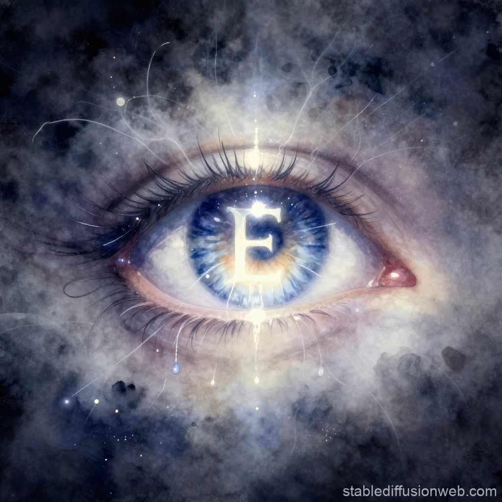 Ethereal Eye with Glowing Letter E