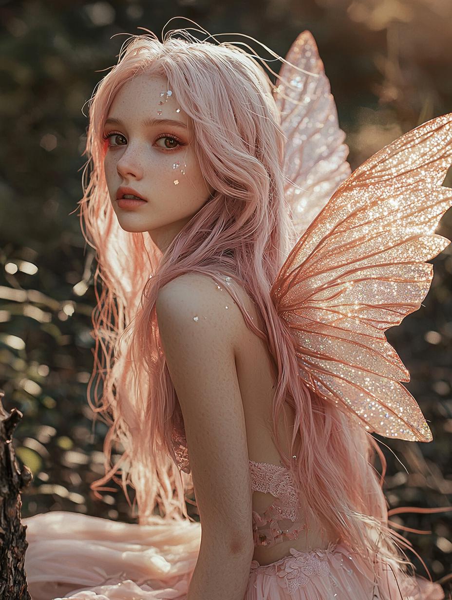 Ethereal Fairy with Glittering Wings in Soft Light