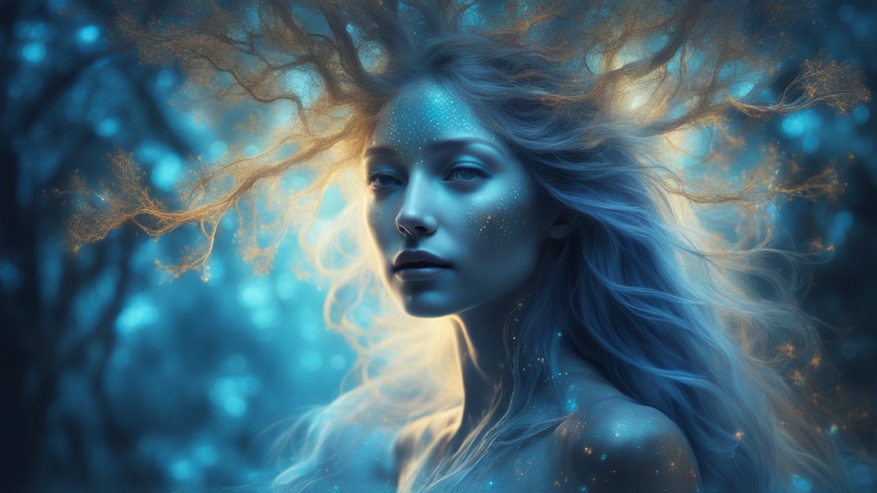Ethereal Forest Spirit with Glowing Branches
