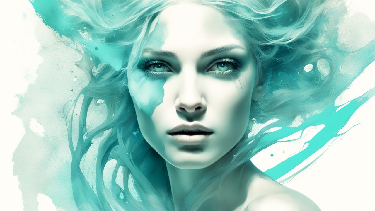 Ethereal Greek Goddess with Aqua Elements