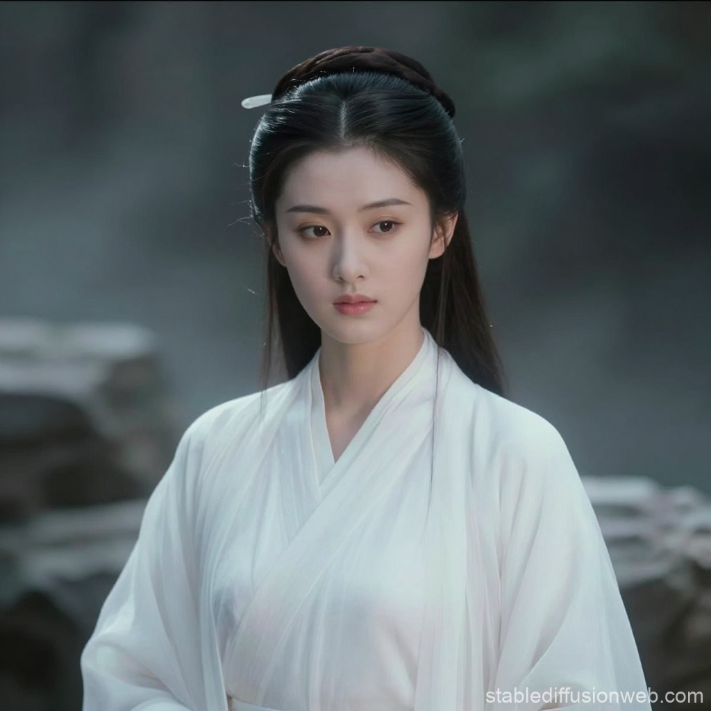 Ethereal Hanfu Portrait of a Young Woman