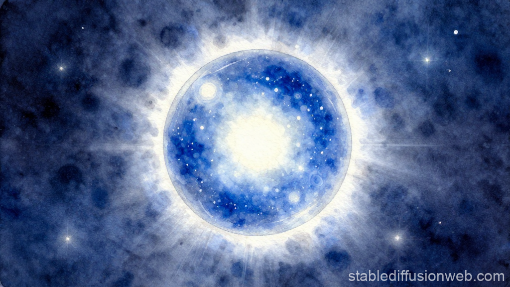 Ethereal Indigo Light Sphere in Cosmic Space